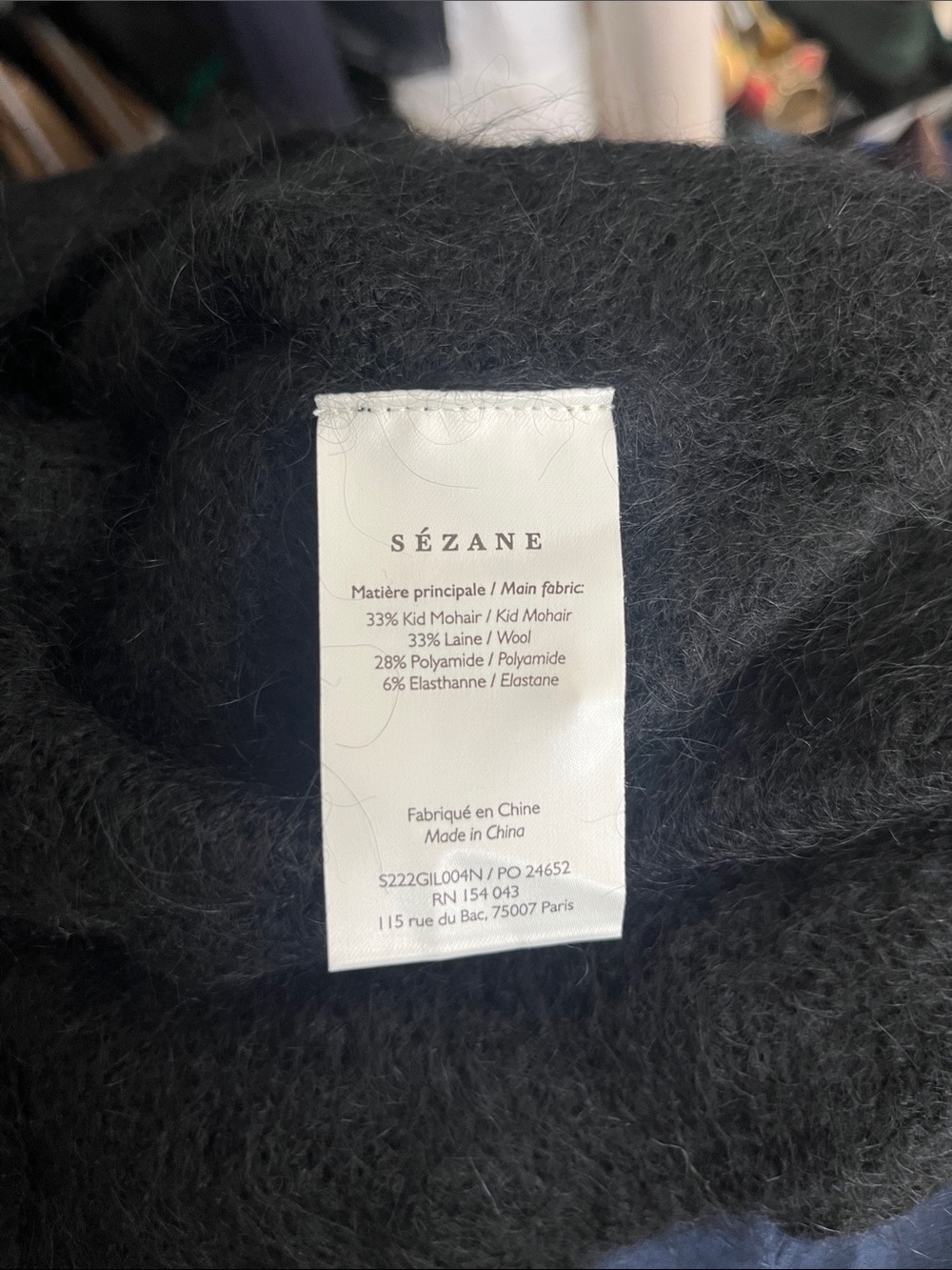 Sezane Gilet Angie Noir Kid Mohair Cardigan Sweater - Picture 12 of 14